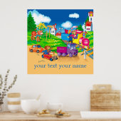 trein en auto poster (Keuken)