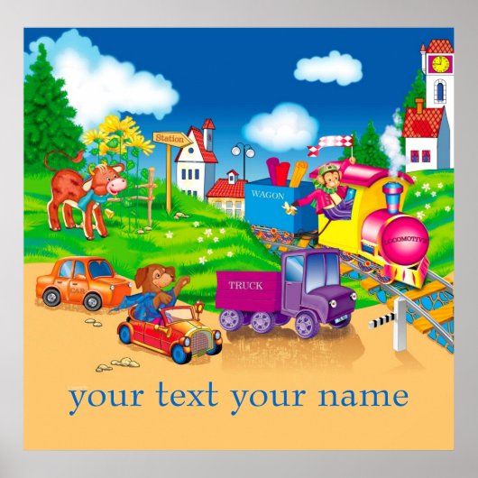 trein en auto poster (Voorkant)