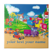 trein en auto tegeltje (Voorkant)