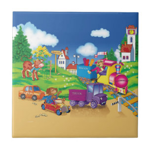 trein en auto tegeltje