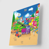 trein en auto vierkante klok (Hoek)