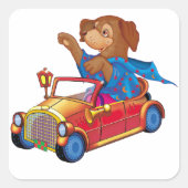 trein en auto vierkante sticker (Voorkant)