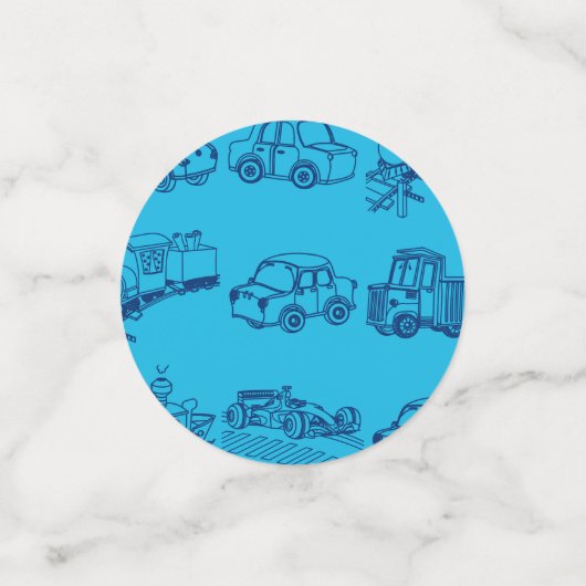 trein en auto voor de jongen confetti (Kleine voorkant)