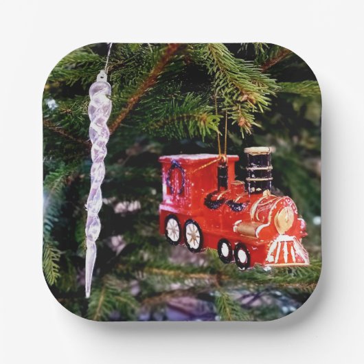 Trein en ijspegel papieren bordje (Voorkant)