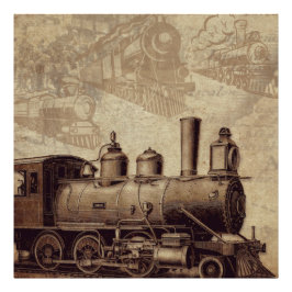  trein en oude spoorweg foto afdruk