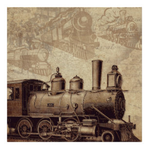 trein en oude spoorweg foto afdruk