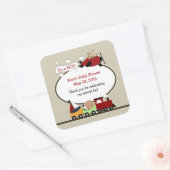 TREIN EN VLIEGTUIG VIERKANTE GUNST STICKER (Envelop)