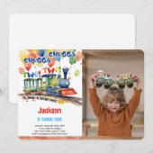 Trein Feest Foto voor 4de Verjaardag Kaart (Voorkant / Achterkant)