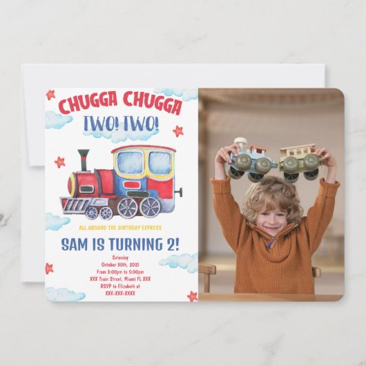 Trein Foto Uitnodigingen (Voorkant)