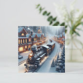  trein gepersonaliseerde kerst kaart (Staand voorkant)