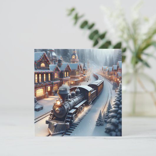 trein gepersonaliseerde kerst kaart (Staand voorkant)