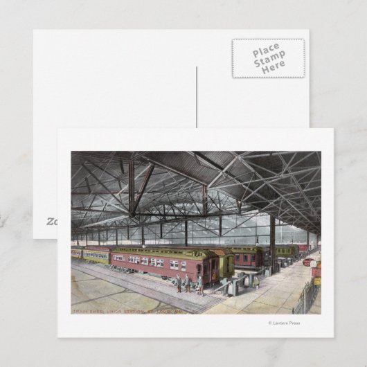 Trein geplaatst op het station van de Unie Briefkaart (Voorkant / Achterkant)