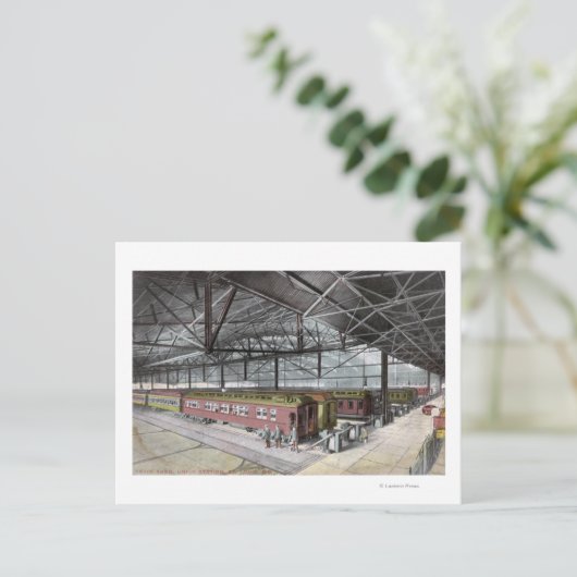 Trein geplaatst op het station van de Unie Briefkaart (Staand voorkant)