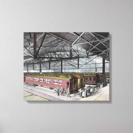 Trein geplaatst op het station van de Unie Canvas Afdruk (Voorkant)