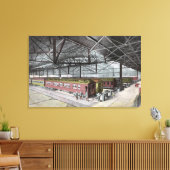 Trein geplaatst op het station van de Unie Canvas Afdruk (Insitu (Woonkamer))