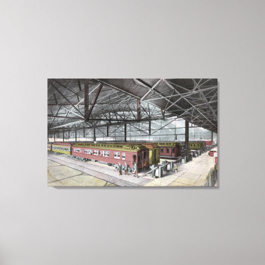 Trein geplaatst op het station van de Unie Canvas Afdruk (Voorkant)