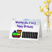 Trein Happy Birthday kaart met trein op spoor (Gele Bloem)