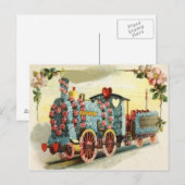 Trein Hart Roos Verget-Mij-Nietje Bloem Briefkaart (Voorkant / Achterkant)