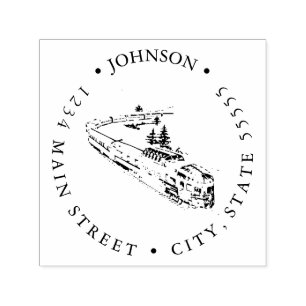  Trein in Bergen Retourlabel Zelfinktende Stempel