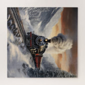 Trein in de besneeuwde bergen legpuzzel (Horizontaal)