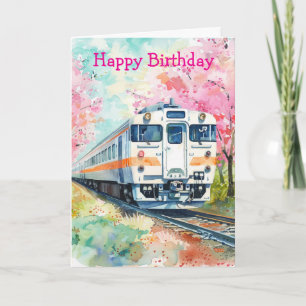 Trein in de lente kaart