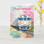 Trein in de lente kaart (Gele Bloem)
