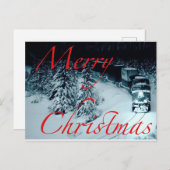 Trein in de sneeuw 's nachts Vrolijk kerstfeest Feestdagenkaart (Voorkant / Achterkant)