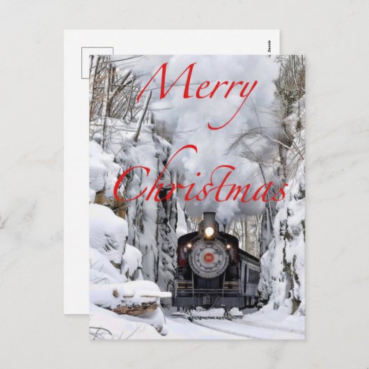 Trein in de sneeuw Vrolijk kerstfeest Feestdagenkaart (Voorkant / Achterkant)