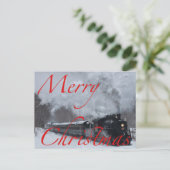 Trein in de sneeuw Vrolijk kerstfeest Feestdagenkaart (Staand voorkant)