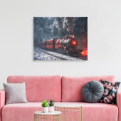  trein in een Storm Canvas Afdruk (Insitu (Woonkamer))
