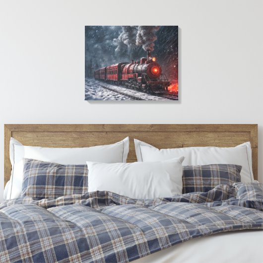  trein in een Storm Canvas Afdruk (Insitu (Slaapkamer))