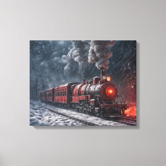  trein in een Storm Canvas Afdruk (Voorkant)
