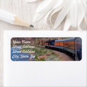 Trein in in Canyon Achtergrond Terugkeeradresstick Etiket (Insitu)