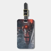 trein in sneeuw bagagelabel (Voorkant verticaal)