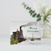 trein in sneeuw/vrolijk kerstBriefkaart Feestdagenkaart (Staand voorkant)