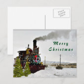 trein in sneeuw/vrolijk kerstBriefkaart Feestdagenkaart (Voorkant / Achterkant)