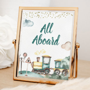 Trein Jongen Verjaardag Alle Aan boord teken Poster