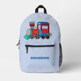 Trein Jongens Blauw Aangepaste Naam Bedrukte Rugzak