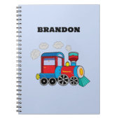 Trein Jongens Blauw Aangepaste Naam Notitieboek (Voorkant)