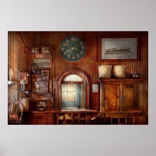 Trein - Kantoor - het venster van de kaarthouders Poster (Voorkant)