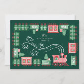 Trein Kerstboom Levering Monogram Feestdagenkaart (Voorkant)