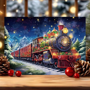 Trein Kerstmis Feestdagen Kaart