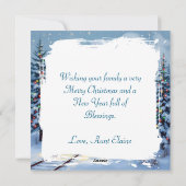   trein kerstscène gepersonaliseerd feestdagenkaart (Achterkant)