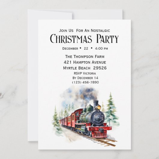 Trein Kerstvakantie Feest Kaart (Voorkant)