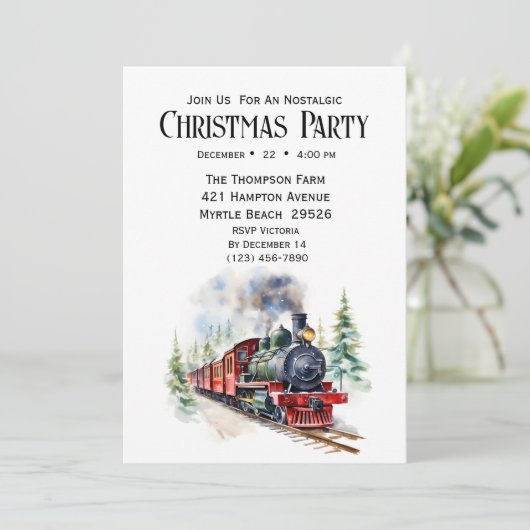  Trein Kerstvakantie Feest Kaart (Staand voorkant)