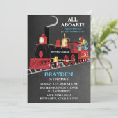 Trein Kinderen Verjaardag Krijtbord Kaart (Staand voorkant)