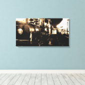 Trein klaar voor vertrek station canvas afdruk (Insitu (Houten vloer))