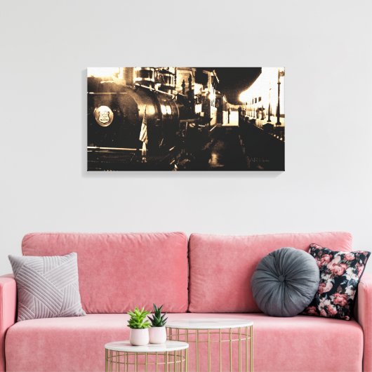 Trein klaar voor vertrek station canvas afdruk (Insitu (Woonkamer))