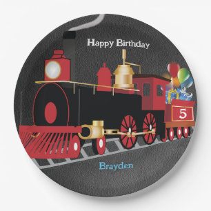 Trein Krijtbord Verjaardagsfeestje voor Kinderen Papieren Bordje