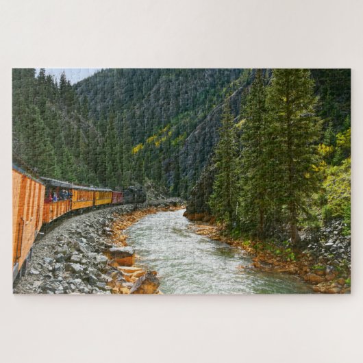 Trein langs de Animas-rivier, Colorado Legpuzzel (Horizontaal)
